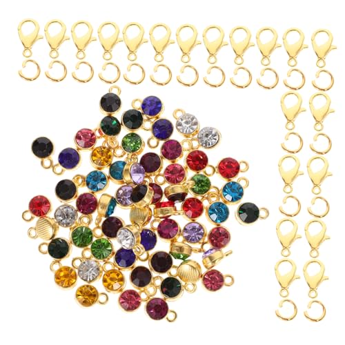 Anneome 1 Satz Kristallanhänger mit Geburtsstein Dezember Edelsteinperlen dünn Reize zierlich Quarz DIY-Bastelergebnisse Anhänger zum Basteln von Schmuck Edelstein -Zauber Legierung Golden von Anneome