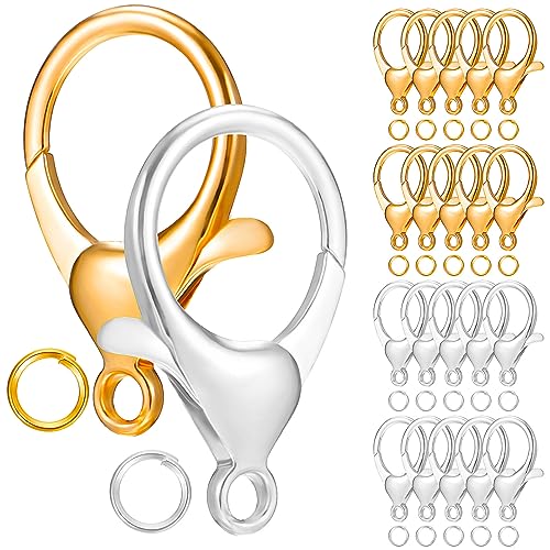 Anneome 1 Satz Schmuckherstellung mit Goldenen und Silbernen Lobster Claw Verschlüssen Geschlossenen Ringen für DIY Armbänder und Vielseitig Einsetzbar Einfach zu Bedienen von Anneome