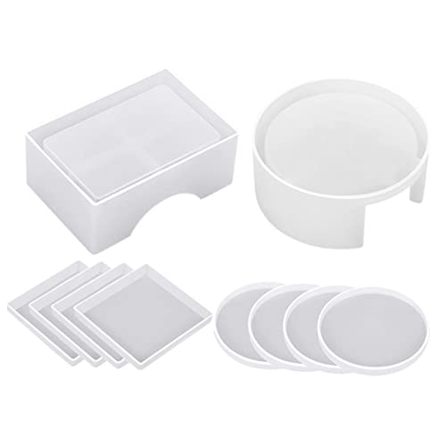Anneome 1 Satz Silicone Untersetzer Form Set Teiliges Diy Set für Runde und Quadratische Epoxidharz Untersetzer mit Halter Wiederverwendbar Einfach zu Entformen Reinigen für Kreative Anneome 1 Satz Silicone Untersetzer Form Set Teiliges Diy Set für Runde und Quadratische Epoxidharz Untersetzer mit Halter Wiederverwendbar Einfach zu Entformen Reinigen für Kreative von Anneome