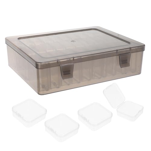 Anneome 1 Satz Transparente Aufbewahrungsbox mit Deckel Großer Organizer für Bastelarbeiten Perlen und Schmuck für Desktop und Reisen Großes Fach Kleine Fächer Ästhetisch und Praktisch von Anneome
