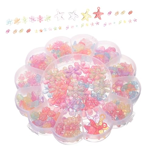 Anneome 1 Schachtel Blumenförmige Glitzerperlen Transparente Acrylperlen für DIY Armbänder Große Seestern Design Vielseitig und Leuchtend für Schmuckherstellung und Bastelprojekte von Anneome