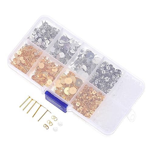 Anneome 1 Schachtel DIY Ohrstecker Bastelset Ohrstecker Verschlüsse Ohrring Stopper Schmuckherstellung Zubehör für Verschiedene Ohrringstile Langlebig und Einfach zu Verwenden Gold Silber von Anneome