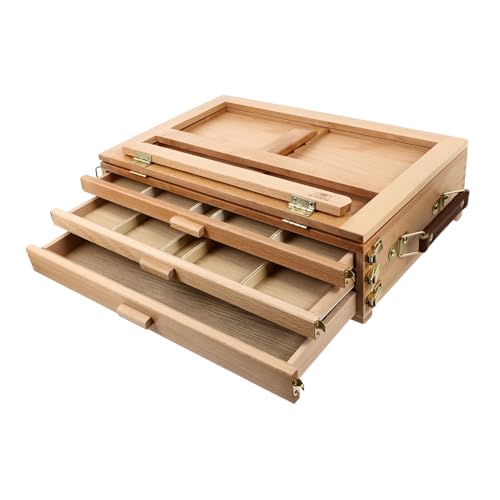 Anneome 1 Stück Easel mit Schubladen Holz Malgestell für Künstler Faltbarer Desktop Zeichenschrank für Miniaturgemälde und Fotos Tragbar und Langlebig von Anneome