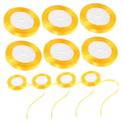 Anneome 10 Rollen Geschenkverpackungsband Wickelband wickeln Sackleinenband Schleife Weihnachtsband dünn seidenband ribbon schneidbares Geschenkband schneidbares Paketband Polyester Golden von Anneome