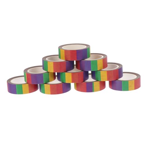 Anneome 10 Rollen Washi Tape Dekorative Klebebänder Regenbogenfarben für Scrapbooking Journaling und DIY Projekte Selbstklebende Sticker für Kreative Bastelideen von Anneome