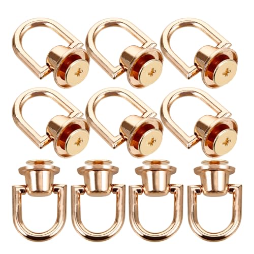 Anneome 10 Stück D Ring Messing Nieten Drehbare Nieten für Handtaschen Rucksäcke und DIY Projekte Leicht und Kompakt für Stoffarbeiten von Anneome