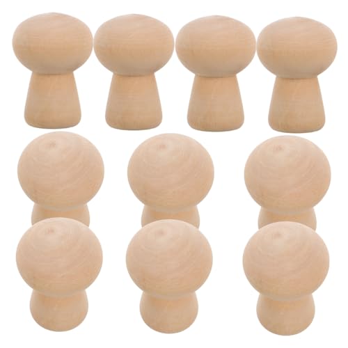 Anneome 10 Stück Holzspielzeug bastelset basteln für bastelmaterial crafts for Kinderhandwerk Zahlen Pilzstift unvollendete Verzierung Holzpuppen Hölzern Brown von Anneome