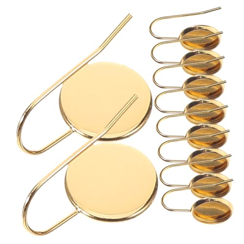 Anneome 10 Stück Ohrzubehör Lünettenfacheinstellung Ohrringe Leerzeichen Einfassungen für die Schmuckherstellung Vintage-Lünettentabletts Einfassungen Fach Ohrhaken Rostfreier Stahl Golden von Anneome