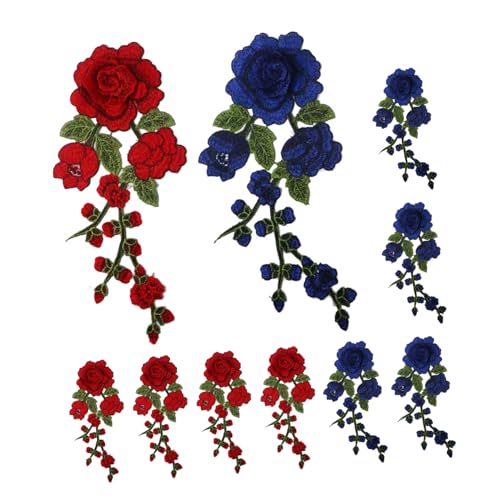 Anneome 10 Stück Stickerei Näh Bastel Dekoration Zum Aufbügeln Reparaturflicken Blumen Patch Applikation Zum Aufnähen Stickerei Besatz Bestickte Blumen Applikation Bestickter von Anneome