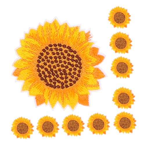 Anneome 10 Stück Teiliges Besticktes Sonnenblumen Bügelbild Dekorative Aufnäher für Kleidung und Taschen zum Aufbügeln und Nähen Langlebige DIY Applikationen von Anneome