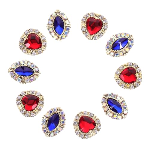 Anneome 10 Stück Teiliges Nail Art Charms aus Legierungszubehör Einzigartige Herz und Marquiseförmige Maniküre Dekorationen Stilvolle Nagelsteine für Damen Vielseitige Nail Gems von Anneome