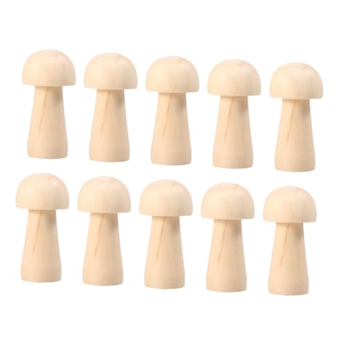 Anneome 10 Stück Teiliges Unbemalte Holzpilzkopf Figuren für DIY Bastelprojekte Natürliche Holzpuppen zum Malen Kreative Bastelbedarf für Heimdekoration von Anneome