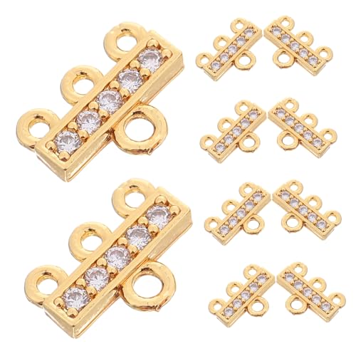 Anneome 10 Stück Vergoldete Schmuckverbinder mit Zirkonia Mehrreihiger Verschluss für Halsketten und Armbänder Langlebiger Eleganter Mehrfach-strang Schmuckverschluss für DIY Designs von Anneome