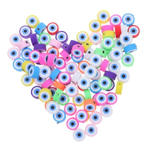 Anneome 100 Stück Flache Polymer Clay Perlen Evil Eye Runde Schmuckperlen zum Auffädeln DIY Armband Halskette Ohrring Schmuckzubehör Bunte Spacer Beads für Individuellen Stil von Anneome
