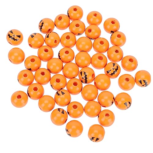 Anneome 100 Stück Halloween Holzperlen Kürbisgesicht Langlebige DIY Schmuck Zubehör mit Kreative Dekoration für Bastelprojekte und Herbstfest von Anneome