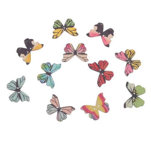 Anneome 100 Stück Holzknöpfe Schmetterlingsform Langlebige Handgefertigte Dekorative Knöpfe für Nähen Scrapbooking Basteln und Kleidung Verzierung von Anneome