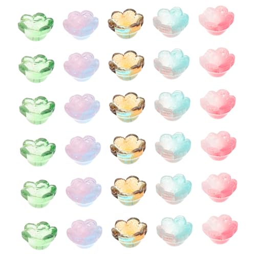 Anneome 100 Stück Lampwork Glasperlen mit Glockenblumen-motiv Bunte Farbverlauf-perlen für DIY Armbänder Halsketten Ohrring Schmuckherstellung Künstlerische Blumen Anhänger von Anneome