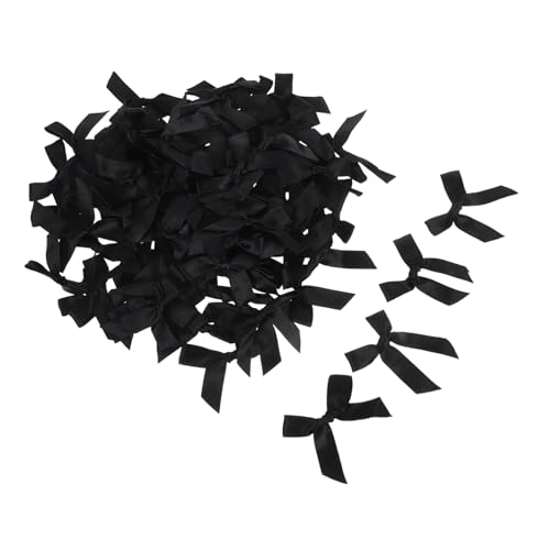 Anneome 100 Stück Mini Schwarze Satin Schleifen Bänder Kleine DIY Bows für Handarbeit Nähen Geschenkverpackung Haaraccessoires Kuchen Dekoration Hochzeit und Party Deko von Anneome