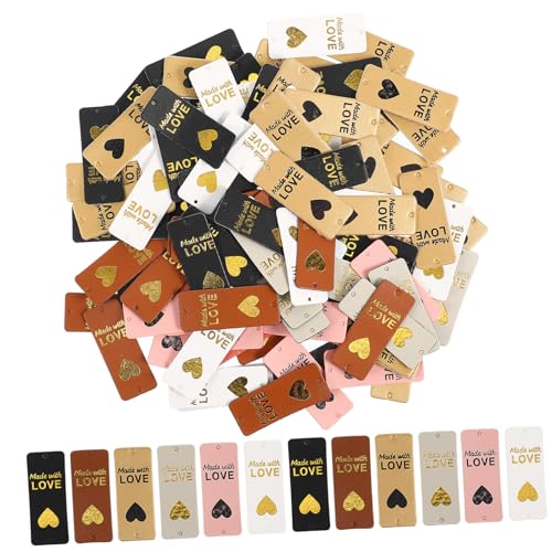 Anneome 100 Stück PU Leder Etiketten für Handarbeiten Knitting Tags für Kleidung Taschen und Hüte Diy Materialien Farben Gelb für Kreative Projekte von Anneome