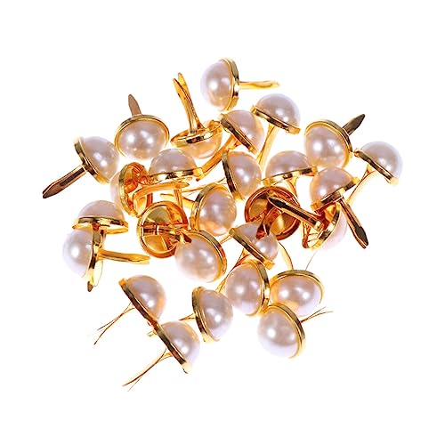 Anneome 100 Stück Perlen Brads Metall Fasteners für Scrapbooking DIY Dekoration Goldene Imitationsperlen für Bastelprojekte und Kartenherstellung Anneome 100 Stück Perlen Brads Metall Fasteners für Scrapbooking DIY Dekoration Goldene Imitationsperlen für Bastelprojekte und Kartenherstellung von Anneome