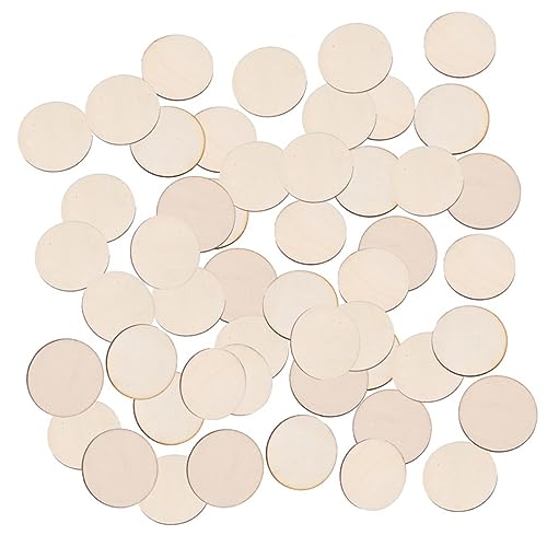Anneome 100 Stück Runde Holzchip -Dekoration Hochzeitsdeko basteln für hochzeitdeko dekoration weihnachten hohzeitdeko Scheiben hölzerne diy-wafer dekorative Holzwaffel Beige von Anneome