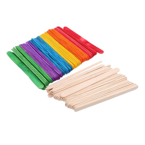 Anneome 100 Stück Teiliges DIY Holz bastelset Bunte Eisstäbchen Natürliche Farbige Holzstäbchen für Bastelprojekte Schulbedarf Umweltfreundlich Geruchlos von Anneome