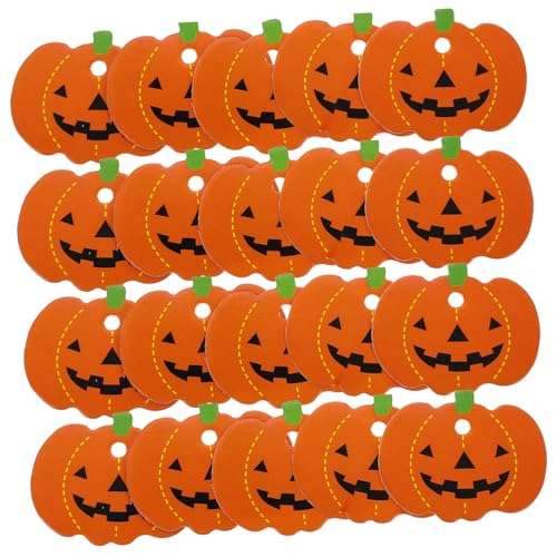 Anneome 100 Stück Teiliges Halloween Kürbis Geschenkanhänger Vorgefertigte Lochaufhängung Leicht und Kompakt für DIY Party und Geschenkdekoration Vielseitig für Süßigkeiten und Mitgebsel von Anneome