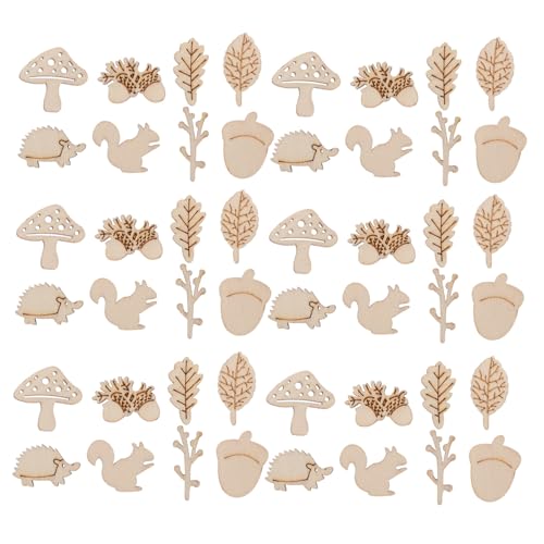 Anneome 100 Stück Unvollendete Holz Ausschnitte für DIY Bastelprojekte Rustikale Waldtiere Pilze für Hochzeit und Herbstdekoration von Anneome