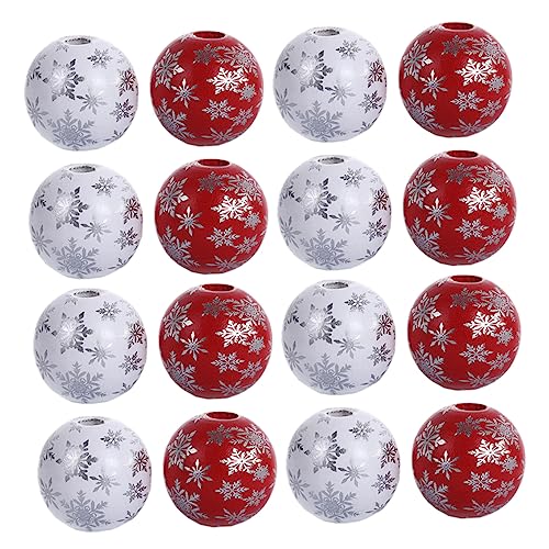 Anneome 100 Stück Weihnachts-Holzperlen zum Selbermachen Schmuckzubehör Schneeflocke-bedruckte Alabasterperlen Christbaumschmuck-Stil Anneome 100 Stück Weihnachts-Holzperlen zum Selbermachen Schmuckzubehör Schneeflocke-bedruckte Alabasterperlen Christbaumschmuck-Stil von Anneome