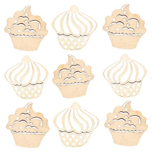 Anneome 100Stücke Cartoon Kuchen Holzscheiben DIY Bastelmaterial für Schnur Anhänger für Dekoration Basteln Weihnachten Partys und Mehr von Anneome
