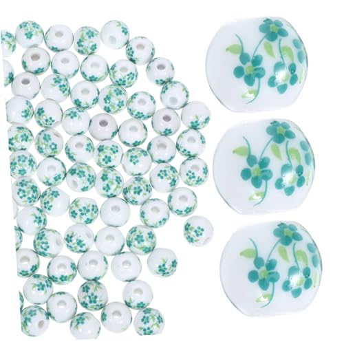 Anneome 100Stücke Keramikperlen Runde Porzellanblütenperlen für DIY Schmuck für Armbänder und Weitere Bastelarbeiten von Anneome