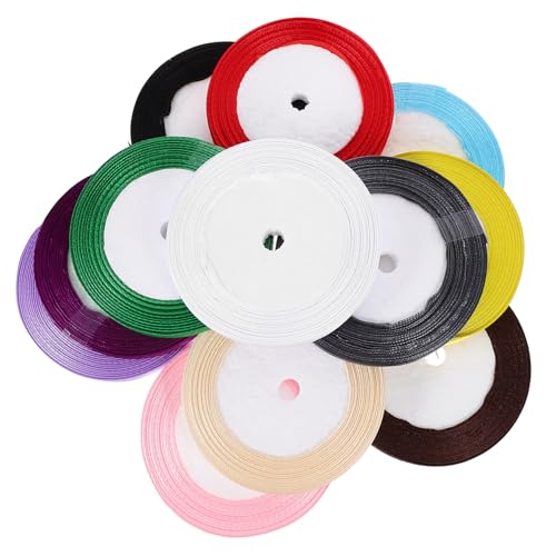 Anneome 12 Rollen Bandband Mit Blau Zerknittert Schleife Bogen Burgund Weihnachten Machen Für Nähen Glänzend Festival-geschenkband Geschenkangebot Schneidbares Bastelband Polyester von Anneome