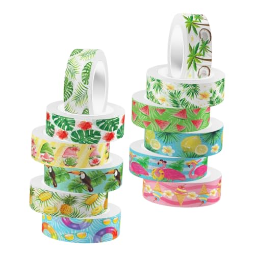 Anneome 12 Rollen Hawaiian Flamingo Washi Tape Dekoratives DIY Klebeband für Scrapbooking Journaling und Bastelprojekte Geschenkverpackung und Kreative Gestaltung Anneome 12 Rollen Hawaiian Flamingo Washi Tape Dekoratives DIY Klebeband für Scrapbooking Journaling und Bastelprojekte Geschenkverpackung und Kreative Gestaltung von Anneome