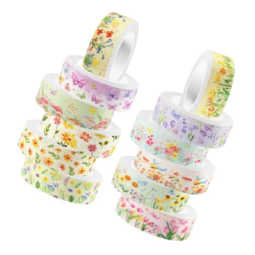 Anneome 12 Rollen Transparentes Washi Tape für Diy Scrapbooking Dekorative Klebebänder mit Blumenmustern für Planner und Kreative Projekte von Anneome