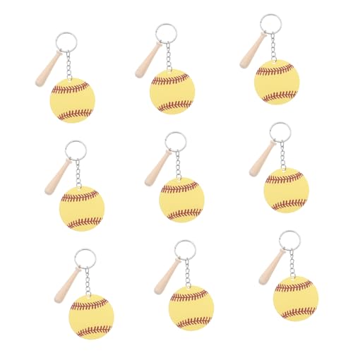 Anneome 12 Sätze Teiliges DIY Acryl Baseball Schlüsselanhänger mit Mini Holzschläger Dekorative Sport schlüsselringe für Basteln Party mitgebsel und Rucksack anhänger von Anneome