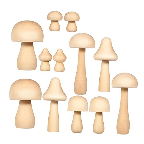 Anneome 12 Stück Holzpilzschmuck Pilz Zeug Pilze Karikatur Heimdekoration Gartendeko Pilz spielsachen DIY Holzpilz Holzpilz Pilz Pilzdekoration Pilzfiguren hölzern von Anneome