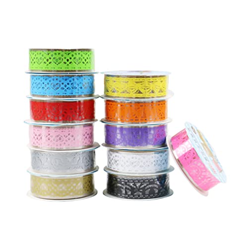 Anneome 12 Stück Spitzenbesatzband Sammelalbum Spitzenaufkleber Goldband Kunstband Spitzenband zum Basteln scrapbook scheckheft geschenkpaket Schreibwaren klebriges Handwerk Klebeband von Anneome