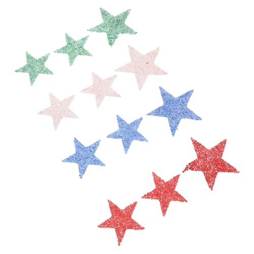 Anneome 12 Stück Teiliges Stern Strass Bügelbilder Candyfarbene Resin Glitzer Applikationen Einfach zu Bügeln für DIY Kleidung Jacken Jeans Schuhe Taschen Stern Aufnäher von Anneome
