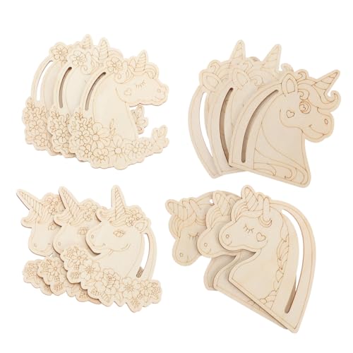 Anneome 12 Stück Teiliges Unbemalte Holz einhorn Formen für Basteln DIY Holzscheiben zum Bemalen und Dekorieren Natürliche Holzblöcke als Graffiti Zubehör und Handwerksmaterial von Anneome