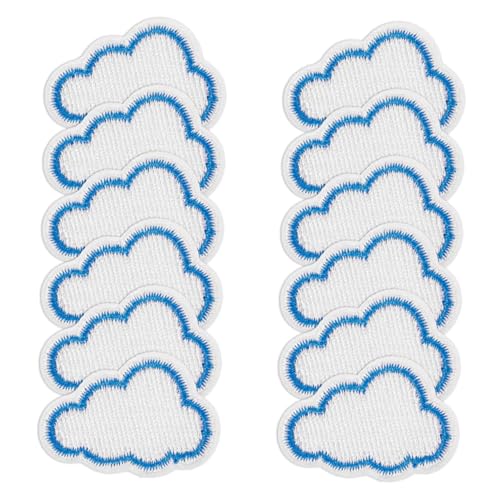 Anneome 12 Stück Wolkenform Aufnäher Bügelbare Gestickte Patches für DIY Bekleidungsdekoration für Jacken und Rucksäcke Einzigartige Designs zur Individuellen Gestaltung von Anneome