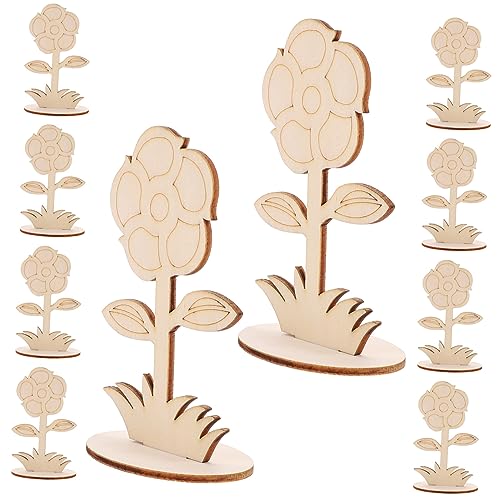 Anneome 12Stücke Unvollendete Holzblumen zum DIY Bastelset für Holzblumen für Frühling Hochzeiten Geburtstagsfeiern und Mehr Blumendekoration von Anneome