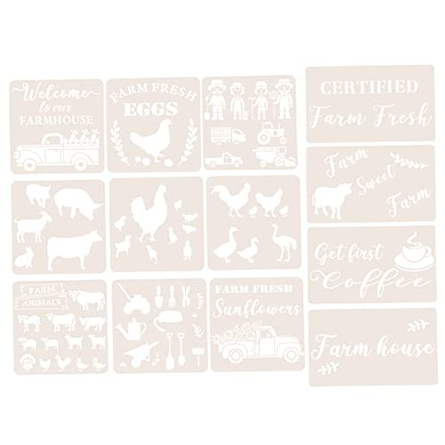 Anneome 13 Stück Farm Themen Malschablonen Teiliges für Diy Malerei Wiederverwendbare Schablonen für Kindergeburtstag Tagebuch Scrapbook und Handwerksprojekte von Anneome