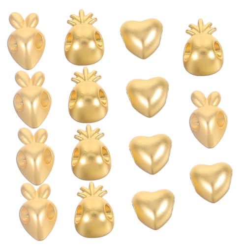 Anneome 15 Stück Metallperlen für Schmuckherstellung Süße Cartoonperlen Legierung Große Lochperlen für Armbänder DIY Schmuckzubehör Herz Ananas Karotte von Anneome
