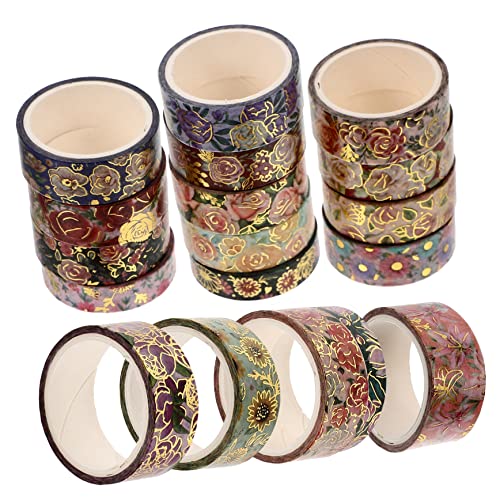 Anneome 18 Rollen Diy Washi Tape mit Blumenmuster und Goldfolie Dekorative Klebebänder für Scrapbooking Journaling Bastelprojekte Teiliges von Anneome