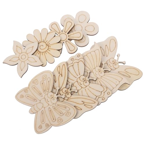 Anneome 18 Stück Holz Bastelset Unvollendete Holzscheiben für Kreative DIY Projekte Blumen und Schmetterlinge zum Bemalen Geeignet für Erwachsene für Heimdekoration von Anneome