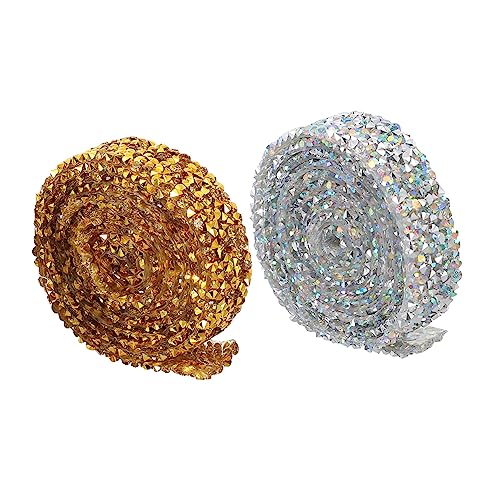 Anneome 2 Packungen Diamantkette trimmen nähen Schleife Blau bastelzeug bastelmaterial ziernieten strasskette hochzeitsdeko DIY-Bekleidungszubehör Diamant-Ziergürtel Strasssteine von Anneome