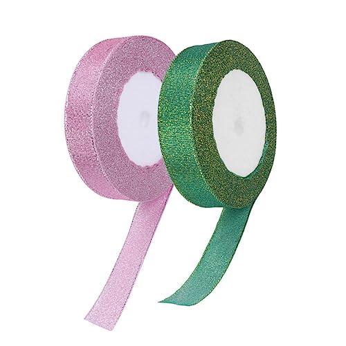 Anneome 2 Rollen Buntes Zwiebelgürtel funkeln wickeln Weihnachtsdekorationsband Basteln Weiß seidenband ribbon geschenkband Verpackungsband präsentieren glitzerndes seidiges Band Polyester von Anneome