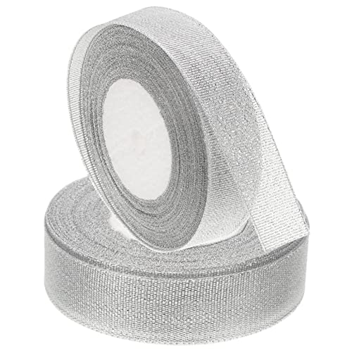 Anneome 2 Rollen Geschenkband Silber Glitzernd Breit DIY Bastelband für Geschenkverpackung Party und Hochzeitsdekoration Robustes und Vielseitiges Schleifenband für Tägliche Verwendung von Anneome
