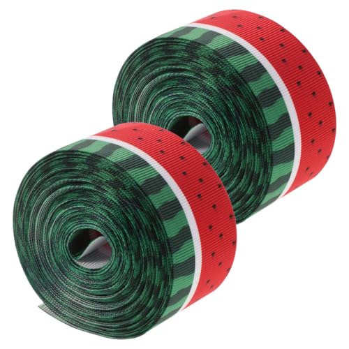 Anneome 2 Rollen Wassermelonen Ripsband Polyester Drahtkante Grosgrain Geschenkband Fruchtmotiv DIY Haarschleifen Kranzdekoration von Anneome