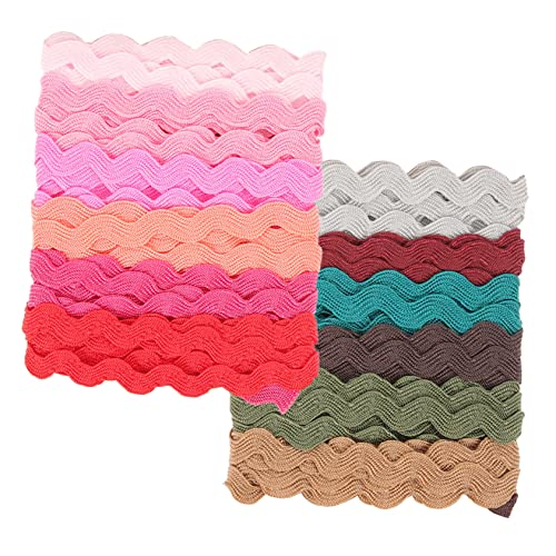 Anneome 2 Rollen Wellenrand Polyesterband für DIY Basteln Geschenkverpackung und Dekoration Hochwertiges Farbenfrohes Wickelband für Kleidung Vorhänge und Handarbeiten von Anneome